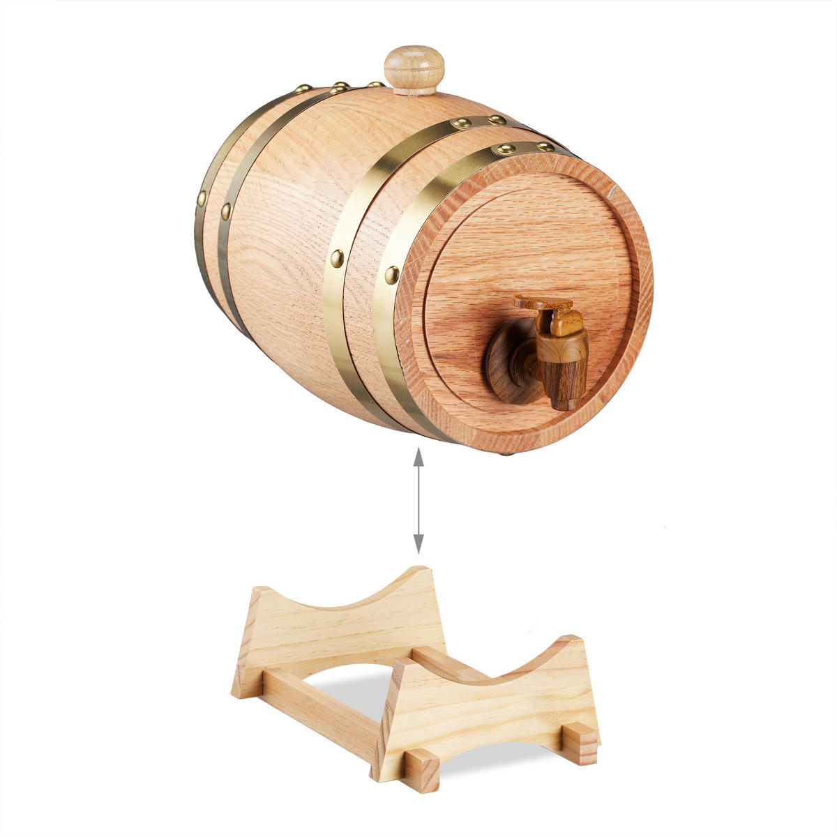 SUD na víno - svetlohnedá, kov/drevo (16/23/24cm) - Relaxdays