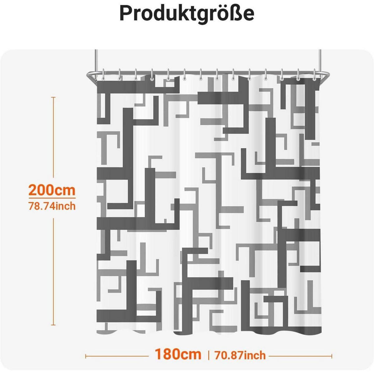 DUSCHVORHANG Block Muster 180 x 200 cm - Multicolor, Textil (180/200cm)