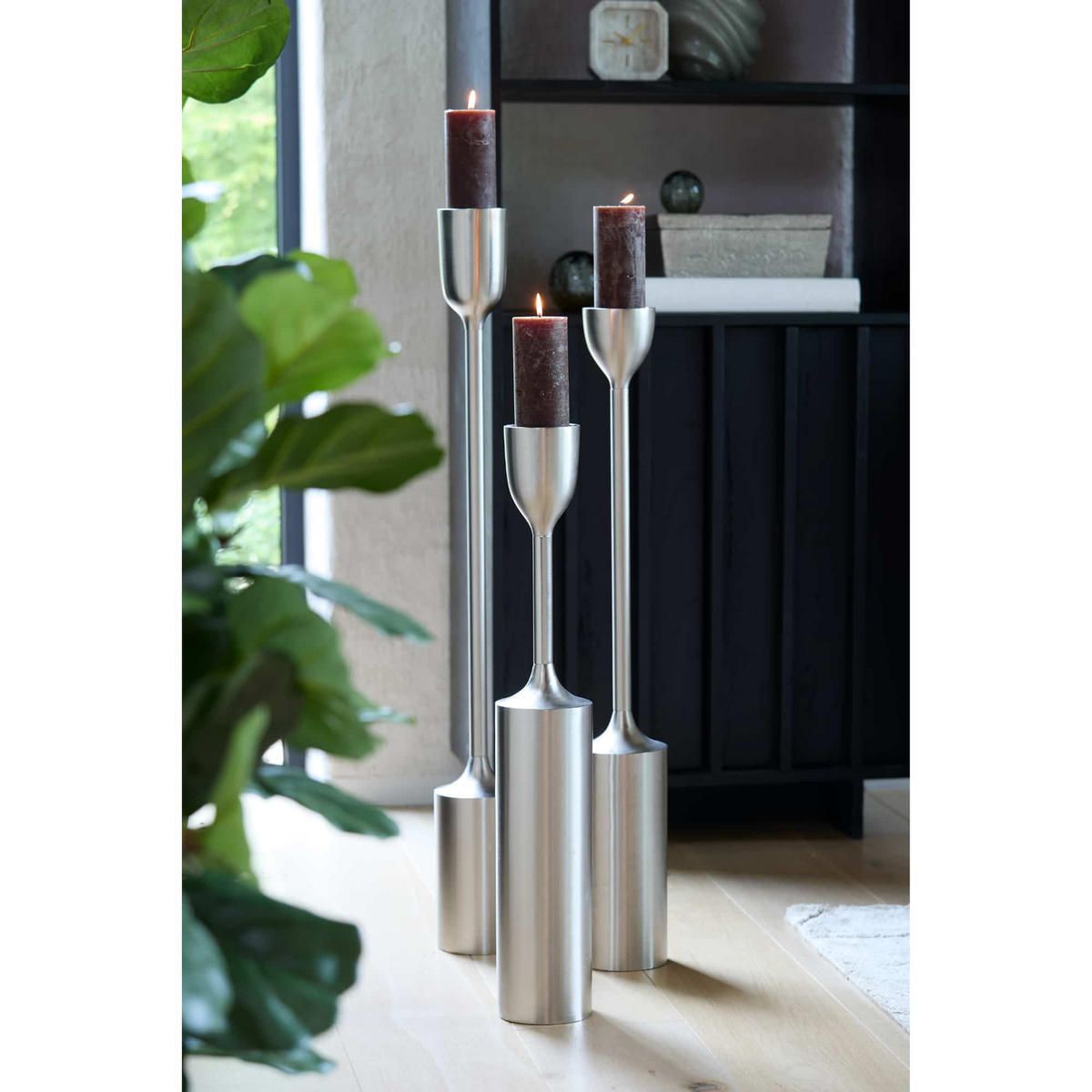 KERZENLEUCHTER Velez Silber 13/13/90 cm - Silberfarben, Metall (13/90/13cm) - Light & Living