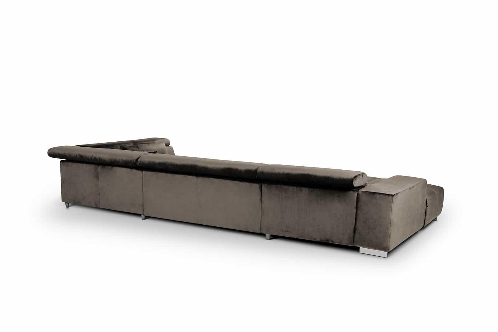 WOHNLANDSCHAFT XXL mit verstellbaren Kopflehnen, Velvet-Stoff - Silberfarben, Textil/Metall (225/73/409cm) - Cotta