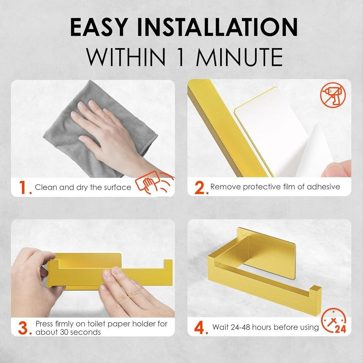 TOILETTENPAPIERHALTER , Edelstahl - Goldfarben, Metall (7.7/4.5/14cm) - Authentics