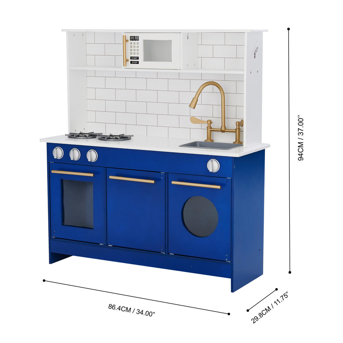 KINDERKÜCHE, Blau, 95cm - Blau, Holz (86.4/29.8/94.6cm) - Teamson Kids