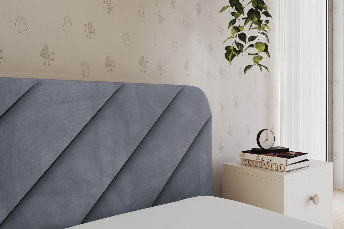 EINZELLBETT Jugendbett mit Bettkasten und Matratze H3/H4, Links - FIKY 90x200 Grau - Grau, Holzwerkstoff/Textil (90/200cm) - ALTDECOR