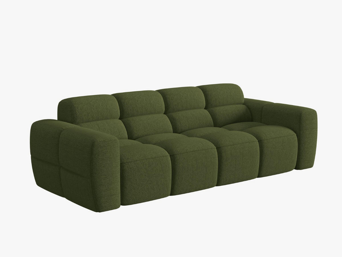 SOFA Lisa aus strukturiertem Stoff grün meliert 4 Sitzplätze - Grün, Textil (256/77/101cm) - Micadoni