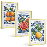 BILDER SET 3er Set - 40x60 cm Goldrahmen - Italienische Zitrus-Modeplakate - Goldfarben, Kunststoff (40/60cm) - TULUP