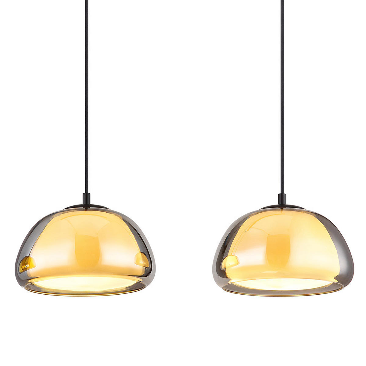 PENDELLEUCHTE JELLA, Metall, Schwarz, LED, 3-flammig - Schwarz, Glas (95/25/120cm) - Globo Lighting