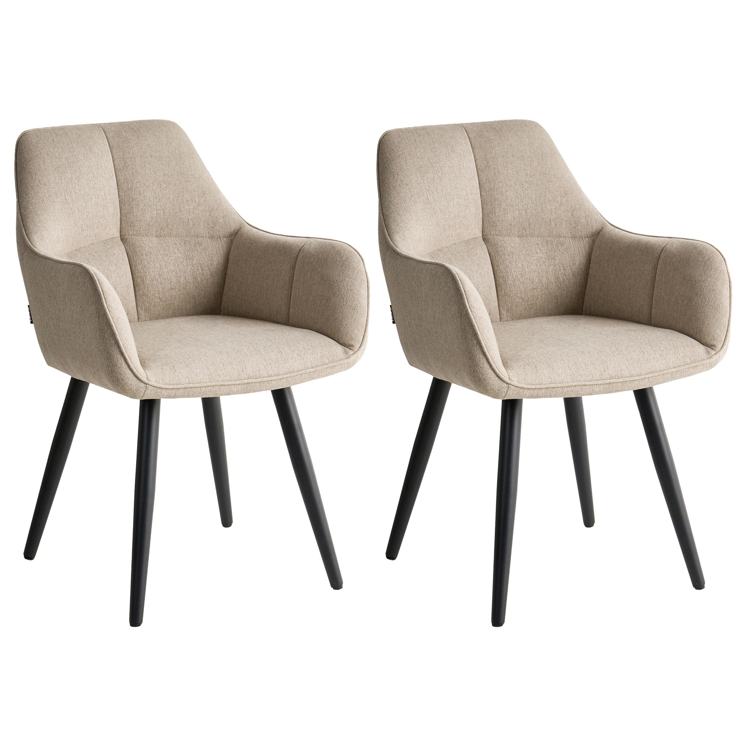 ESSZIMMERSTUHL 2er Set Kunstleinen Beige Tirano - Beige, Textil/Metall (56/83/64cm) - Beliani