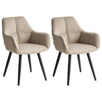 ESSZIMMERSTUHL 2er Set Kunstleinen Beige Tirano - Beige, Textil/Metall (56/83/64cm) - Beliani