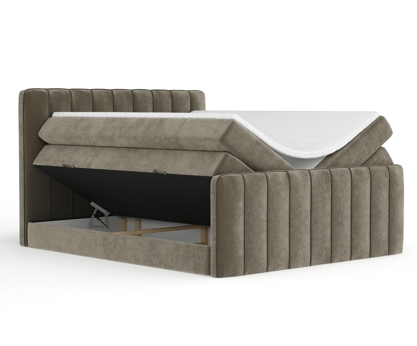 BOXSPRINGBETT Novara Taupe 160/200 cm - Taupe/Schwarz, Holz/Holzwerkstoff (160/200cm) - Maison de Reve