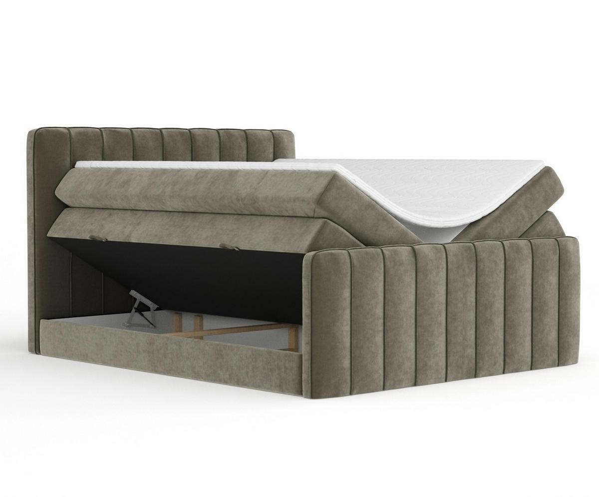BOXSPRINGBETT Novara Taupe 180/200 cm - Taupe/Schwarz, Holz/Holzwerkstoff (180/200cm) - Maison de Reve
