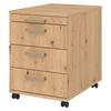 ROLLCONTAINER - 3 Materialschubladen 58/42,8/59 cm in Wildeiche Streifengriff (Kunststoff) - Wildeiche, Holzwerkstoff (42.8/59/58cm) - bümö