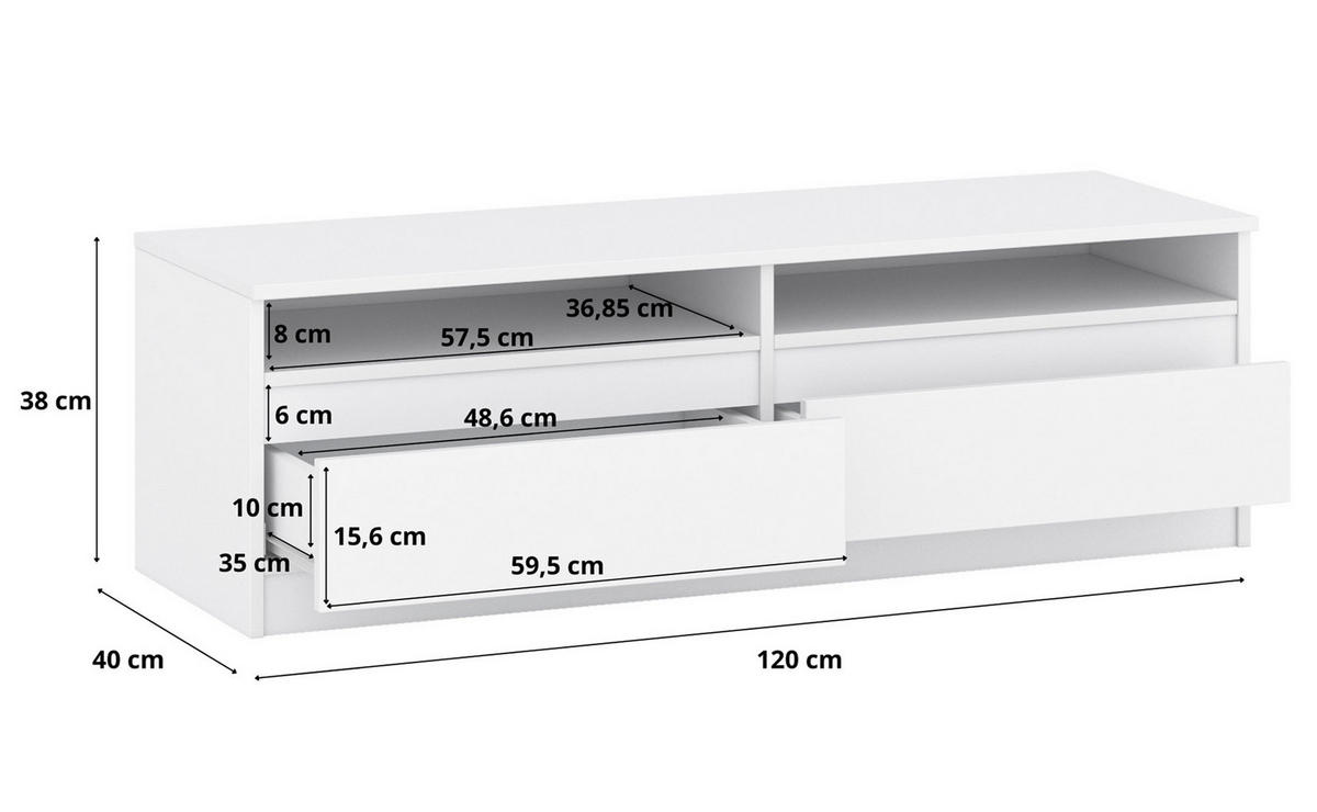 LOWBOARD Lala 120 weiß 120 / 40 / 38cm - Weiß, Holz/Holzwerkstoff (120/38/40cm) - Feldmann-Wohnen