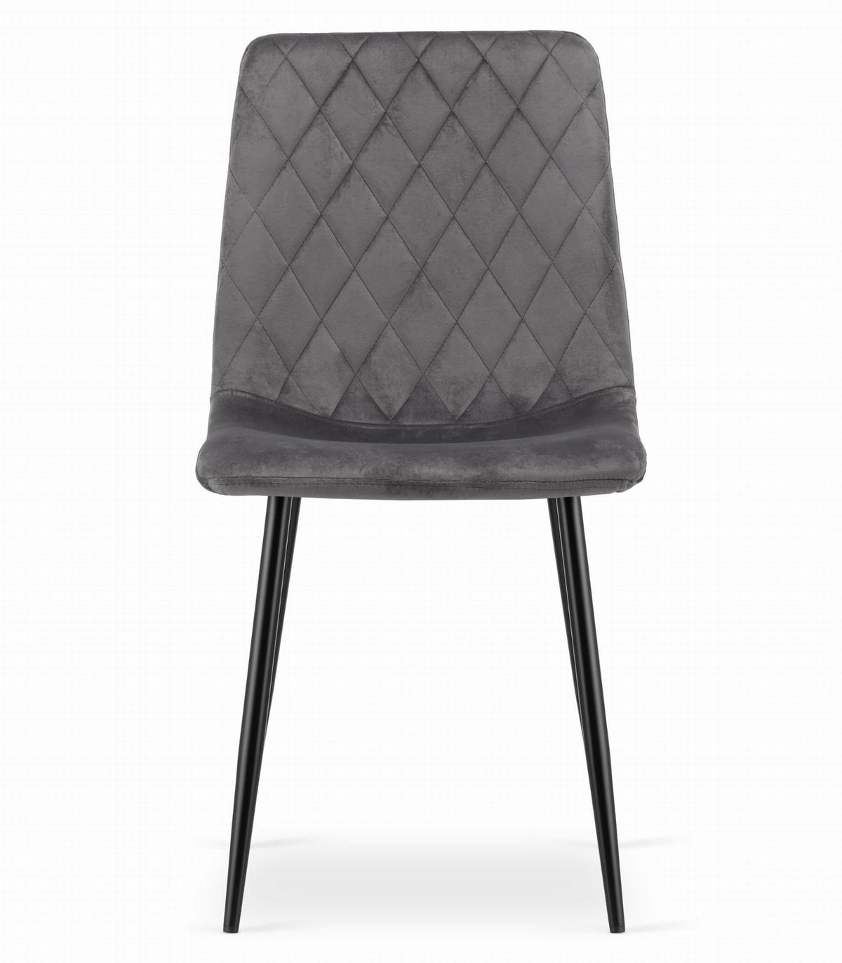 STUHL SCANNO 6-er Set, Grau, mit Samtstoff gepolstert - Anthrazit, Textil/Metall (45/89/53cm) - Komodee
