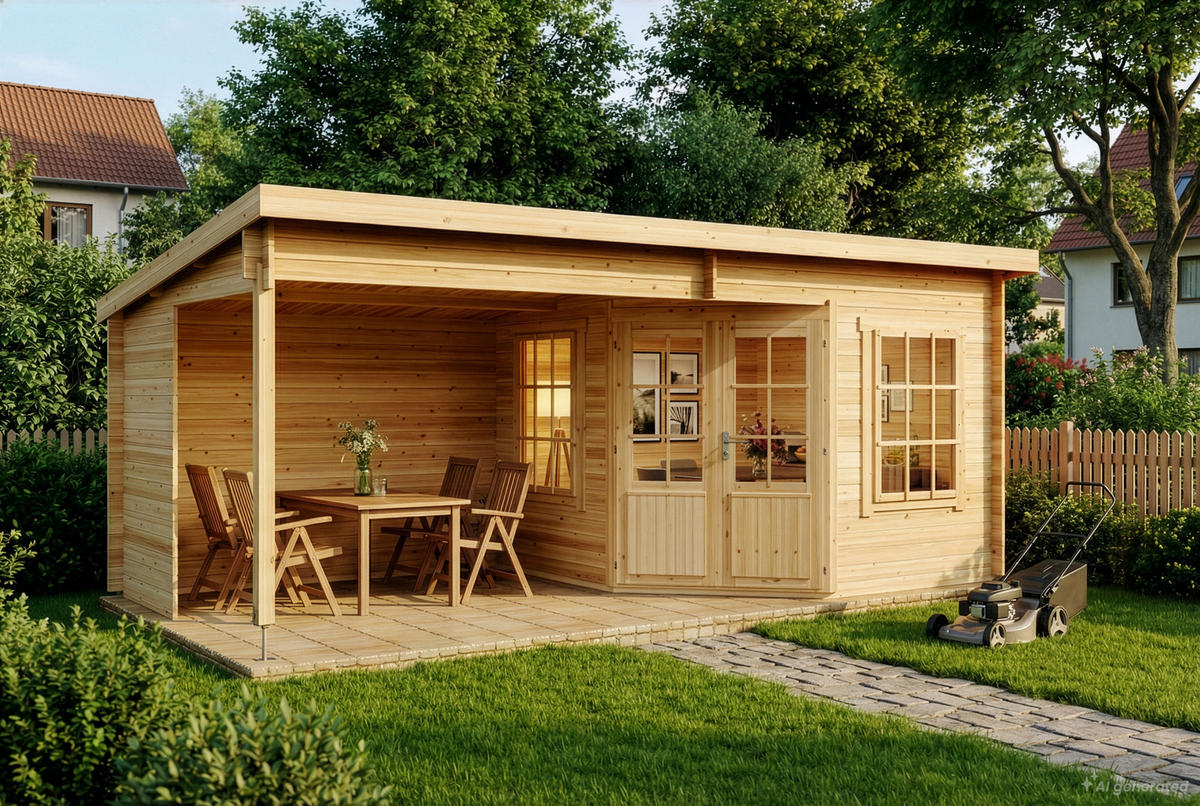 GARTENHAUS Holz Carl - Naturfarben, Holz (598/239/330cm) - Alpholz