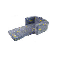 KINDERSOFA Aufklappbares Kleinkindsofa Stoff leuchtendes Motiv 106/63/28,5 cm Blau - Blau, Textil (63/28.5/106cm) - Redom