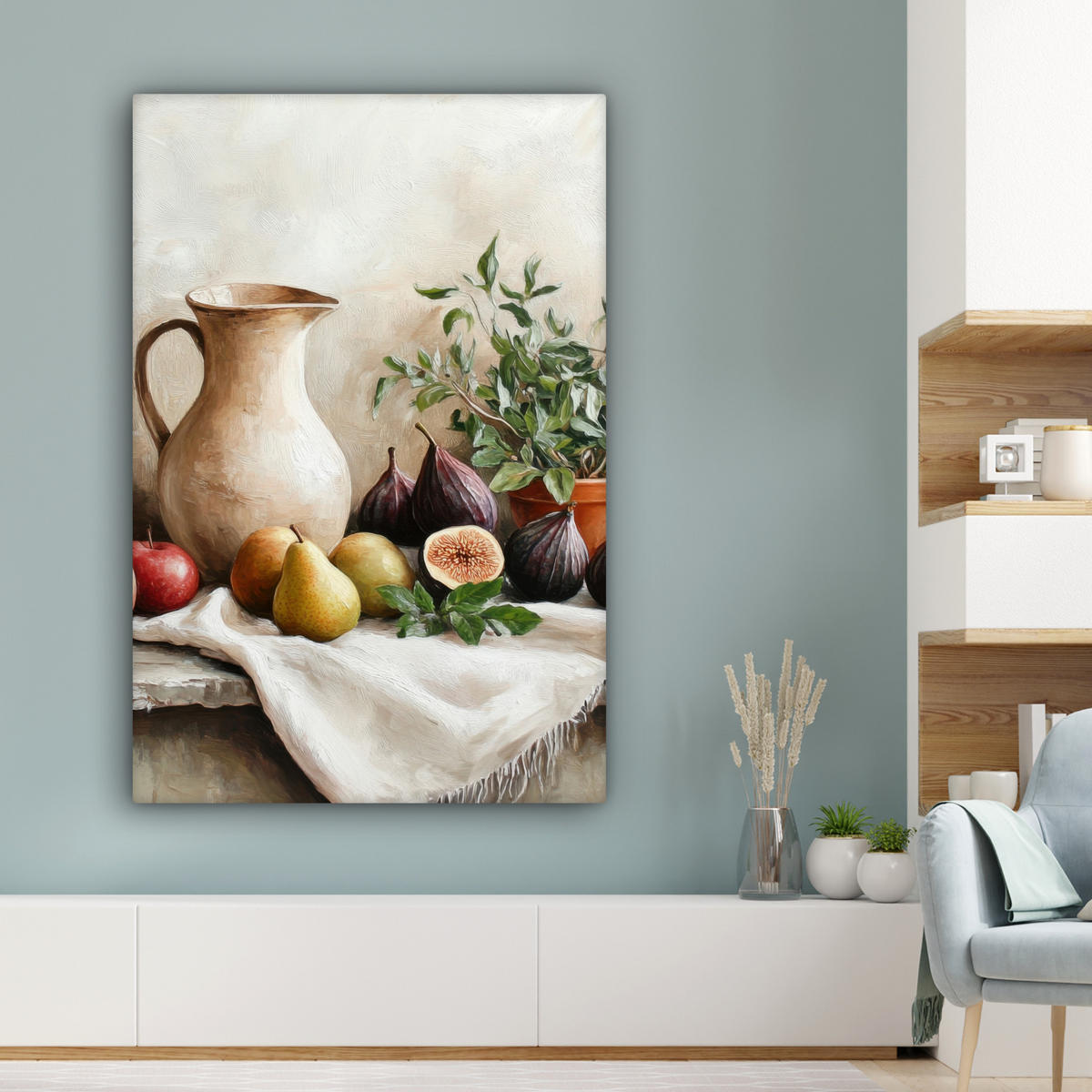 LEINWANDBILD Obst - Kräuter - Ländlich 80x120 cm - Naturfarben, Textil (80/120cm) - MuchoWow