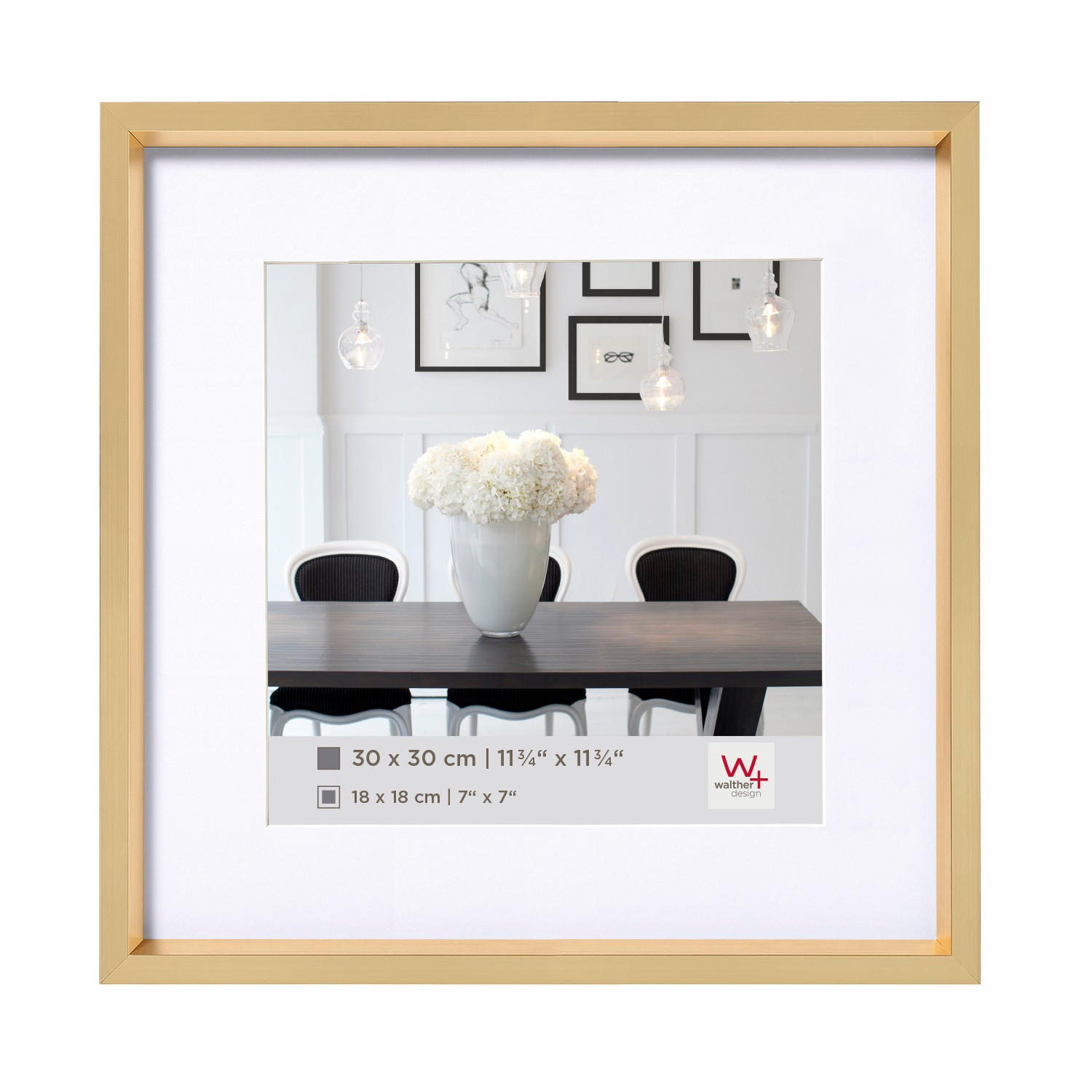 BILDERRAHMEN Steel Style Kst.Rahmen 40x40 cm Gold - Goldfarben, Kunststoff (40.96/40.96/2.18cm) - walther design