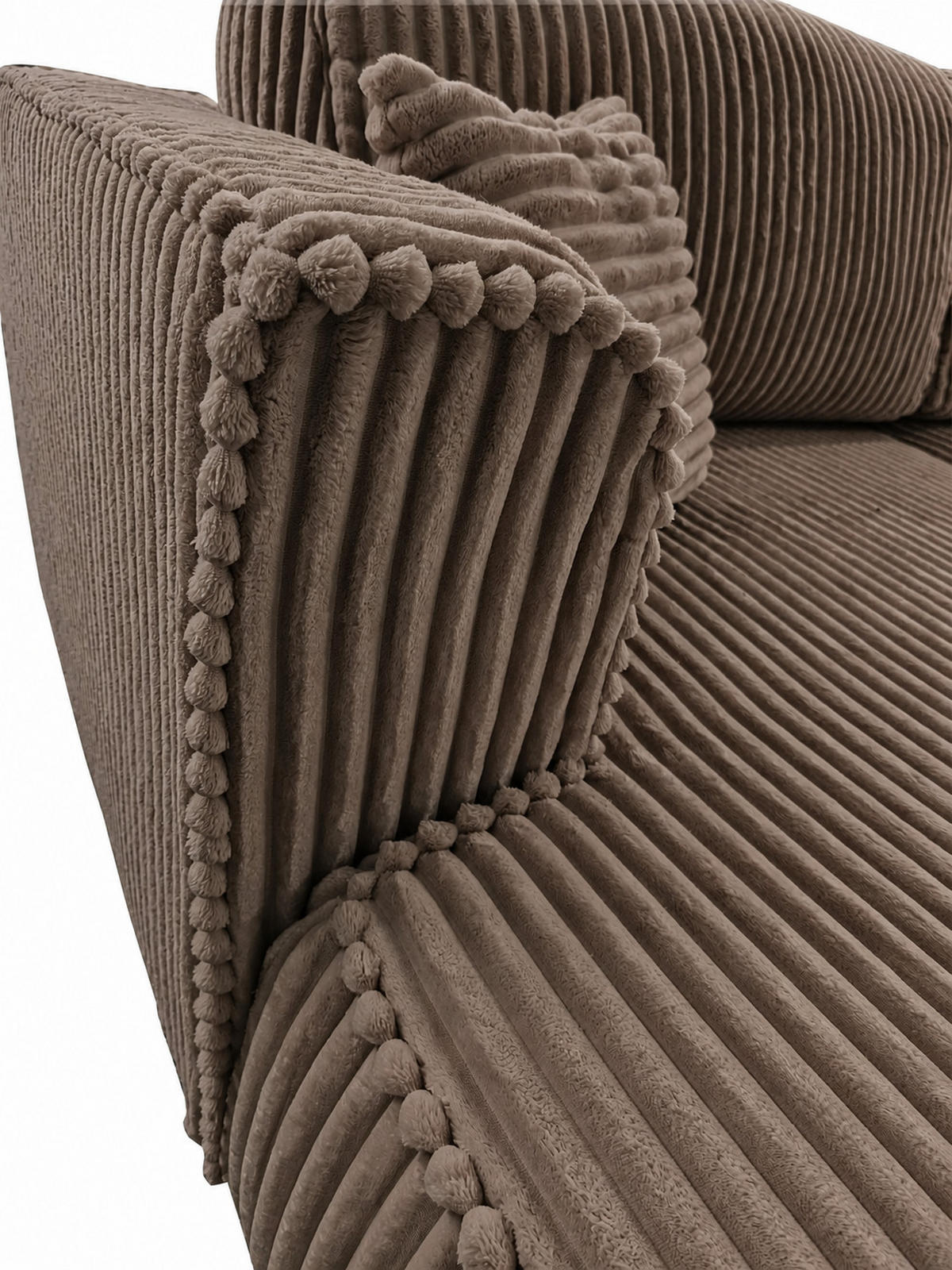 BIGSOFA COZI, Cappuccino mit Cordbezug - Cappuccino, Kunststoff/Textil (240/87/180cm) - KS Home Concept