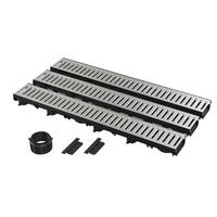 GARAGENSET Entwässerungsrinne mit verzinktem Rost 3 Meter - Schwarz, Metall (13.7/18/107.7cm) - Alcadrain