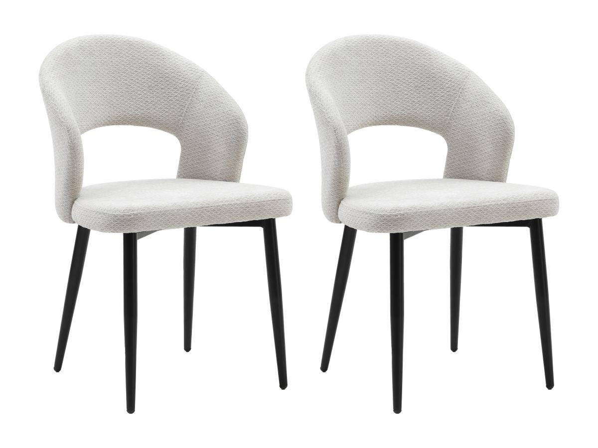 STUHL 2er-Set - Stoff & schwarzes Metall - Grau - NIYAMA - Hellgrau, Textil (56/81/50cm) - Vente-Unique