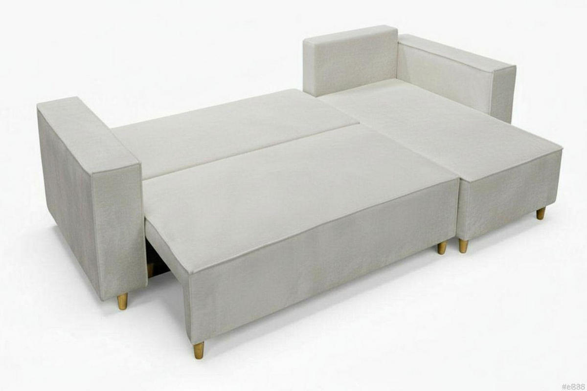 ECKSOFA RIO mit Schlaffunktion und Bettkasten, Farbe: Hellgrau, Velourstoff, Ottomane Universal - Hellgrau, Textil (249/142cm) - Marpur