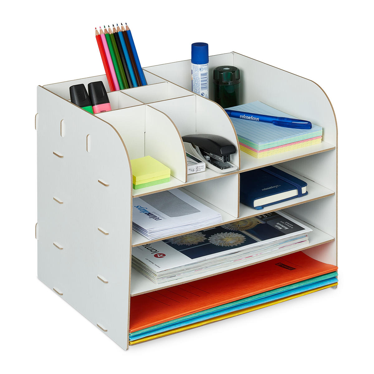 SCHREIBTISCH Organizer - Weiß, Holzwerkstoff (25/32.5/27.5cm) - Relaxdays