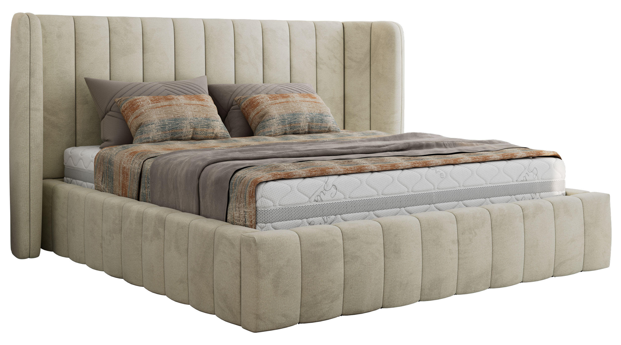 POLSTERBETT GOLETTA CLASSIC 140/200 - Beige Velvet - ohne Matratze - Beige, Textil (140/200cm) - MKS