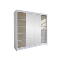 SCHWEBETÜRENSCHRANK Talin V - Beige/Silberfarben, Holzwerkstoff/Metall (180/215/58cm) - MIRJAN24