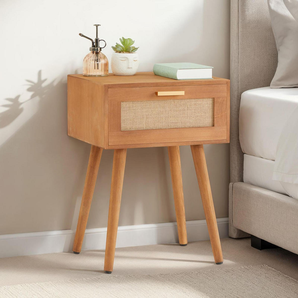 NACHTTISCH KIRAN - Braun, Holz (40/57/36cm) - CARO-Möbel