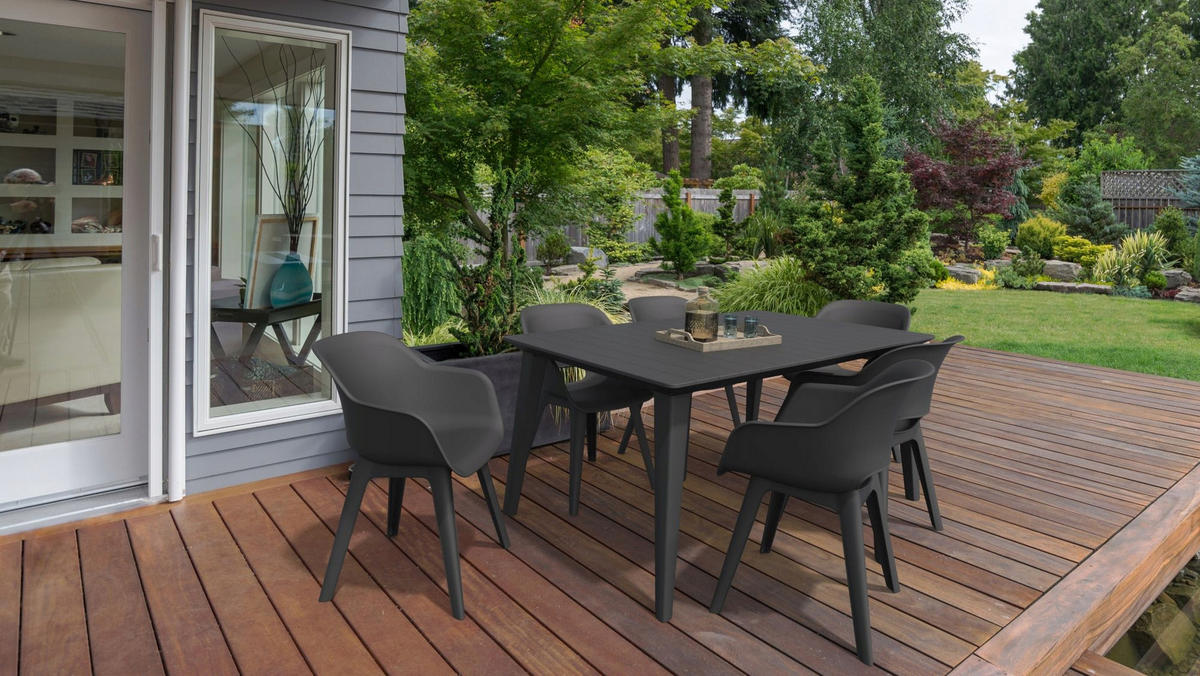 GARTENTISCH 157 cm, Graphit - Graphitfarben, Kunststoff (157/97/220cm) - KADAX