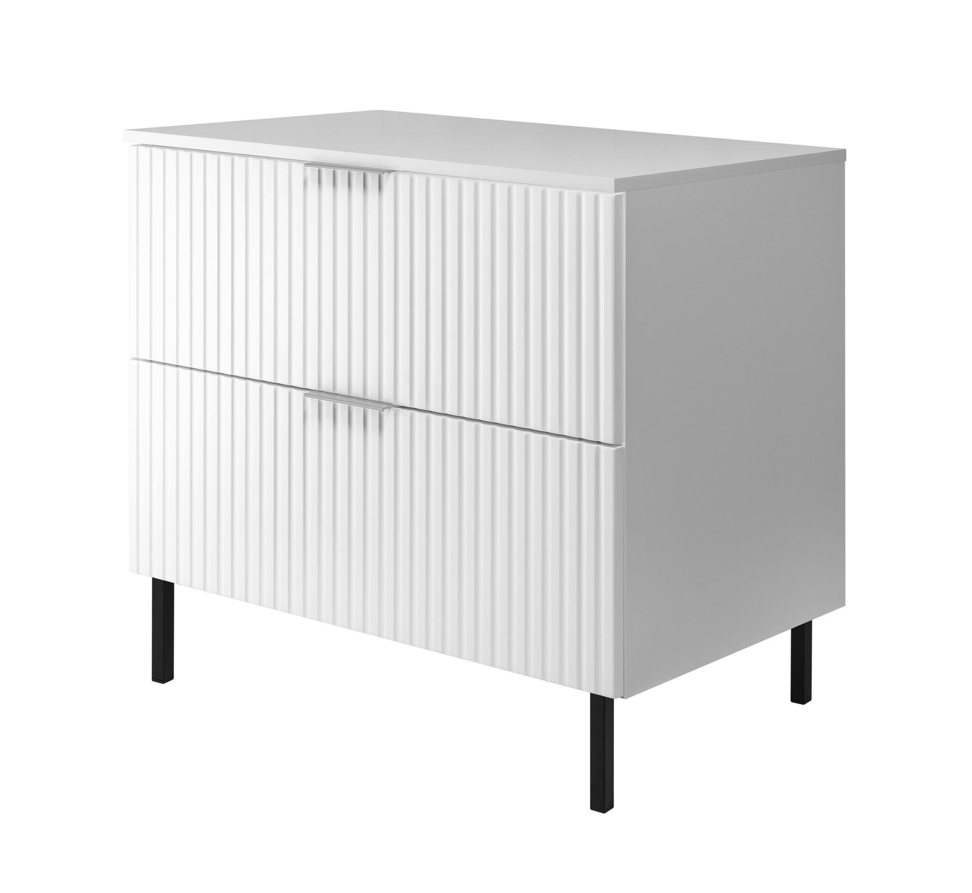 WASCHBECKUNTERSCHRANK, Schwarz, 80 x 77 x 46 cm, schwarzer Griff, schwarze Beine + Arbeitsplatte - Silberfarben/Weiß, Holzwerkstoff (80/77/46cm) - 3XE LIVING