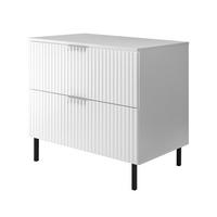 WASCHBECKUNTERSCHRANK, Schwarz, 80 x 77 x 46 cm, schwarzer Griff, schwarze Beine + Arbeitsplatte - Silberfarben/Weiß, Holzwerkstoff (80/77/46cm) - 3XE LIVING