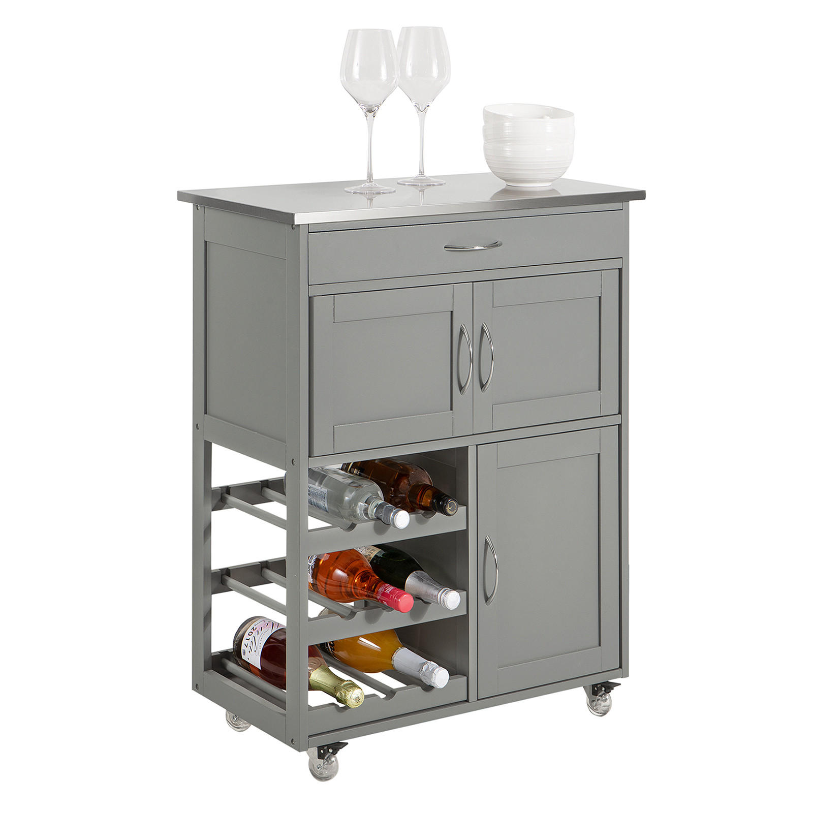 KÜCHENWAGEN Grau - Hellgrau, Holzwerkstoff (67/87/38cm) - SoBuy