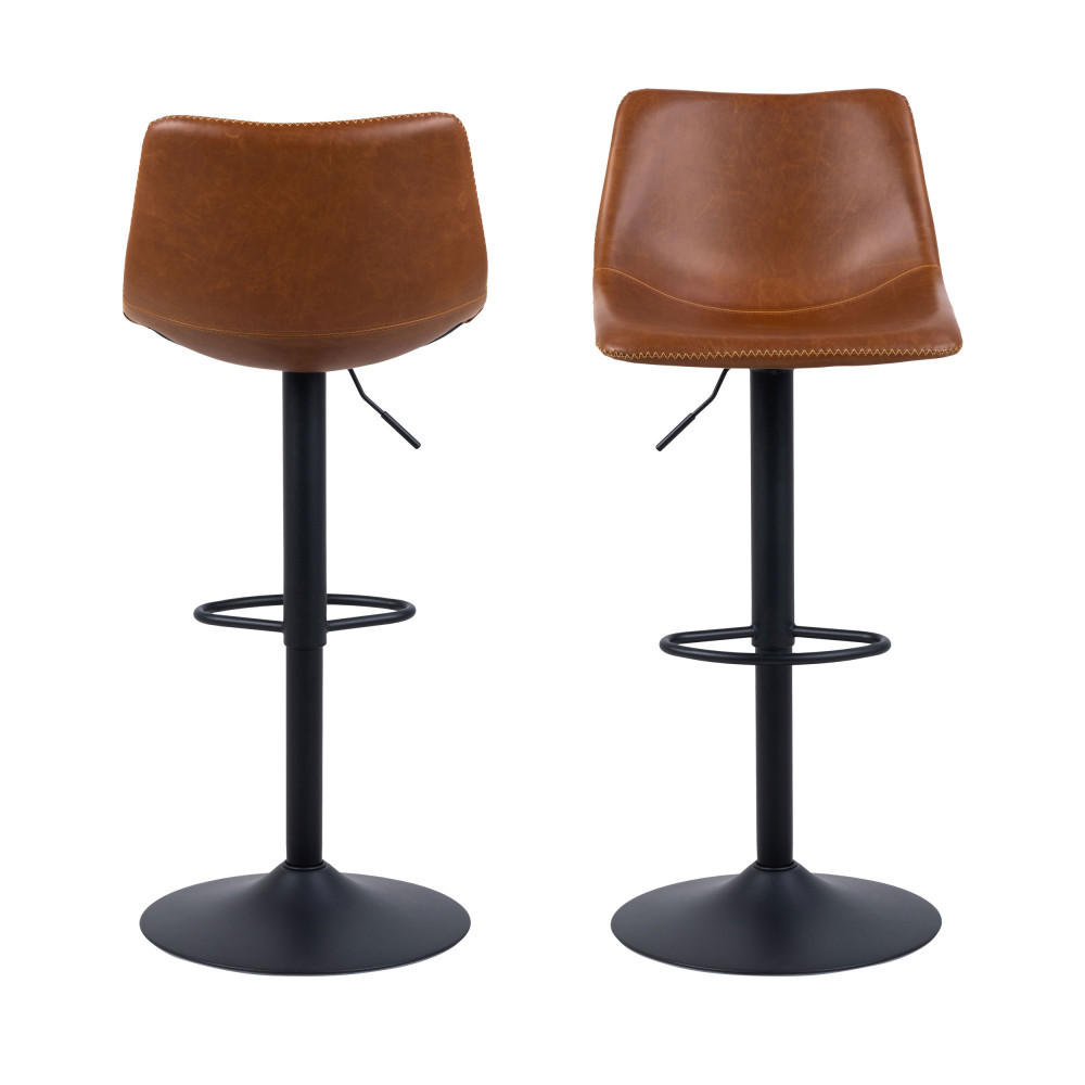 HOCKER höhenverstellbar aus Kunstleder und Metall H61-83cm - Anartia - Kastanie - Braun, Naturmaterialien (47/110/51cm) - Drawer