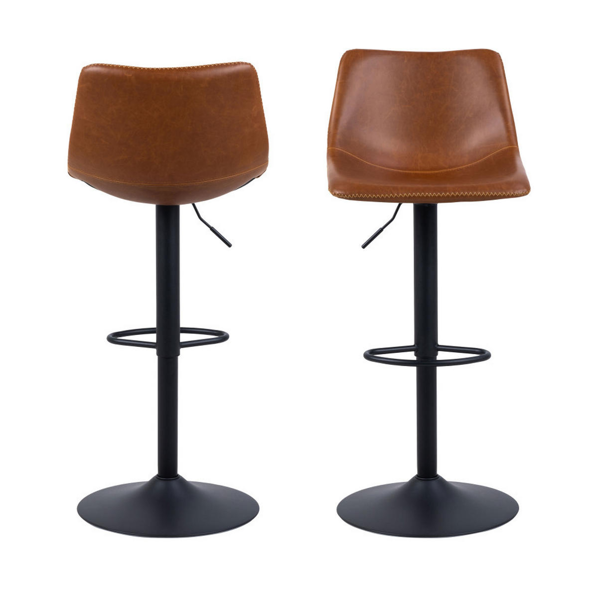 HOCKER höhenverstellbar aus Kunstleder und Metall H61-83cm - Anartia - Kastanie - Braun, Naturmaterialien (47/110/51cm) - Drawer