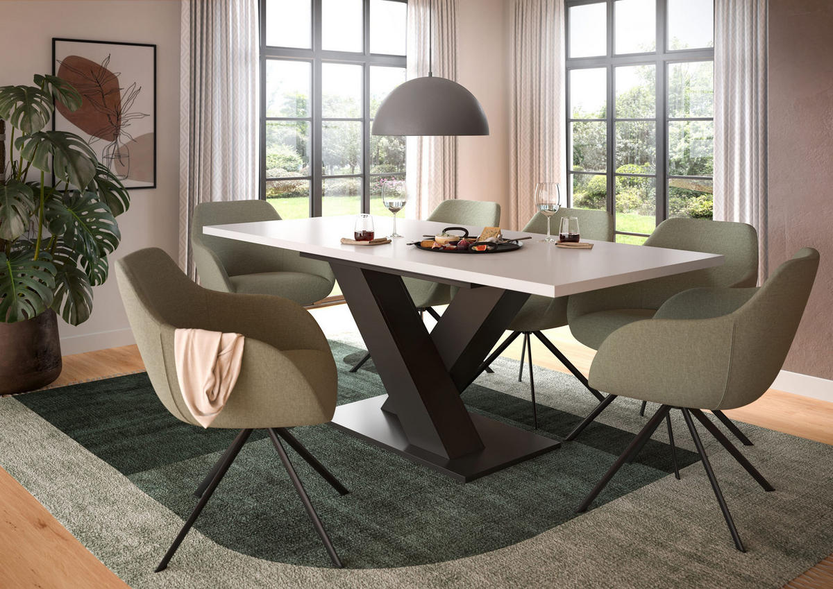 ESSTISCH MOTION (B/H/T: ca. 150/76/90 cm) in grau/weiß - Grau, Holzwerkstoff (90/150/76cm)