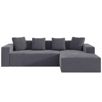 ECKSOFA 261/146/65 cm grau aus Cord mit Liegefunktion - Grau, Textil (146/261cm) - OKWISH