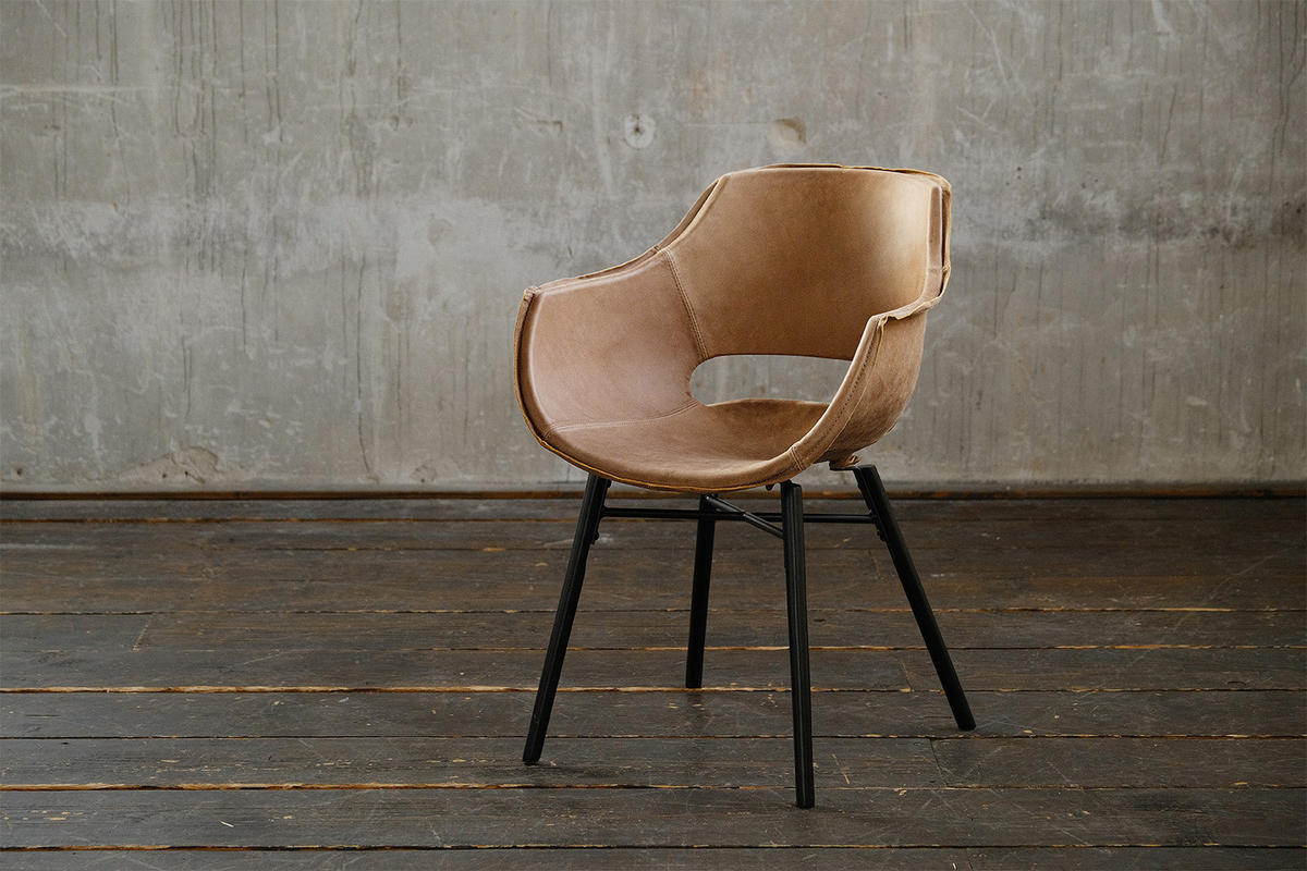 STUHL ZAJA Braun Leder - Dunkelbraun/Braun, Leder (57/82/59cm) - KAWOLA