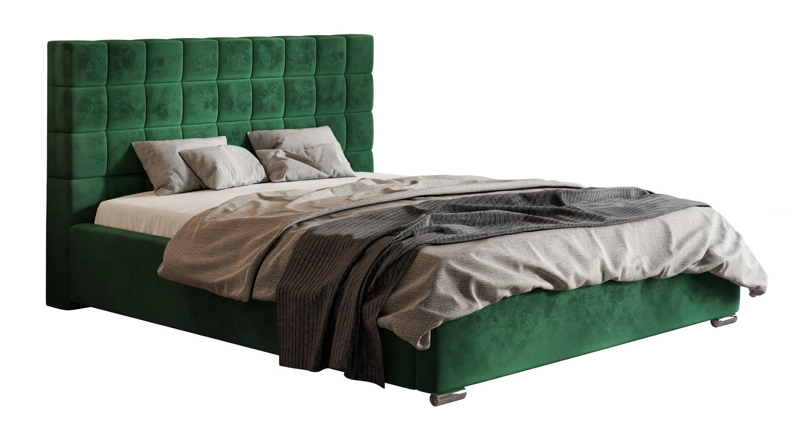 POLSTERBETT 160x200 mit Bettkasten Noris, Samtstoff, Grün - Grün, Holz/Textil (160/200cm) - Emporius