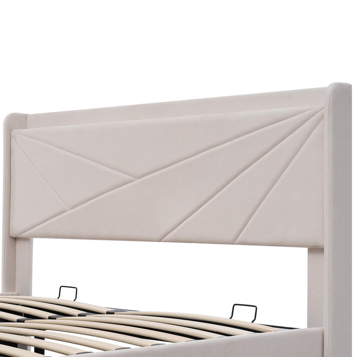 POLSTERBETT 140/200 cm mit Bettkasten, USB/Typ-C und gepolstertem Kopfteil - Beige, Textil (140/200cm) - BEAOK