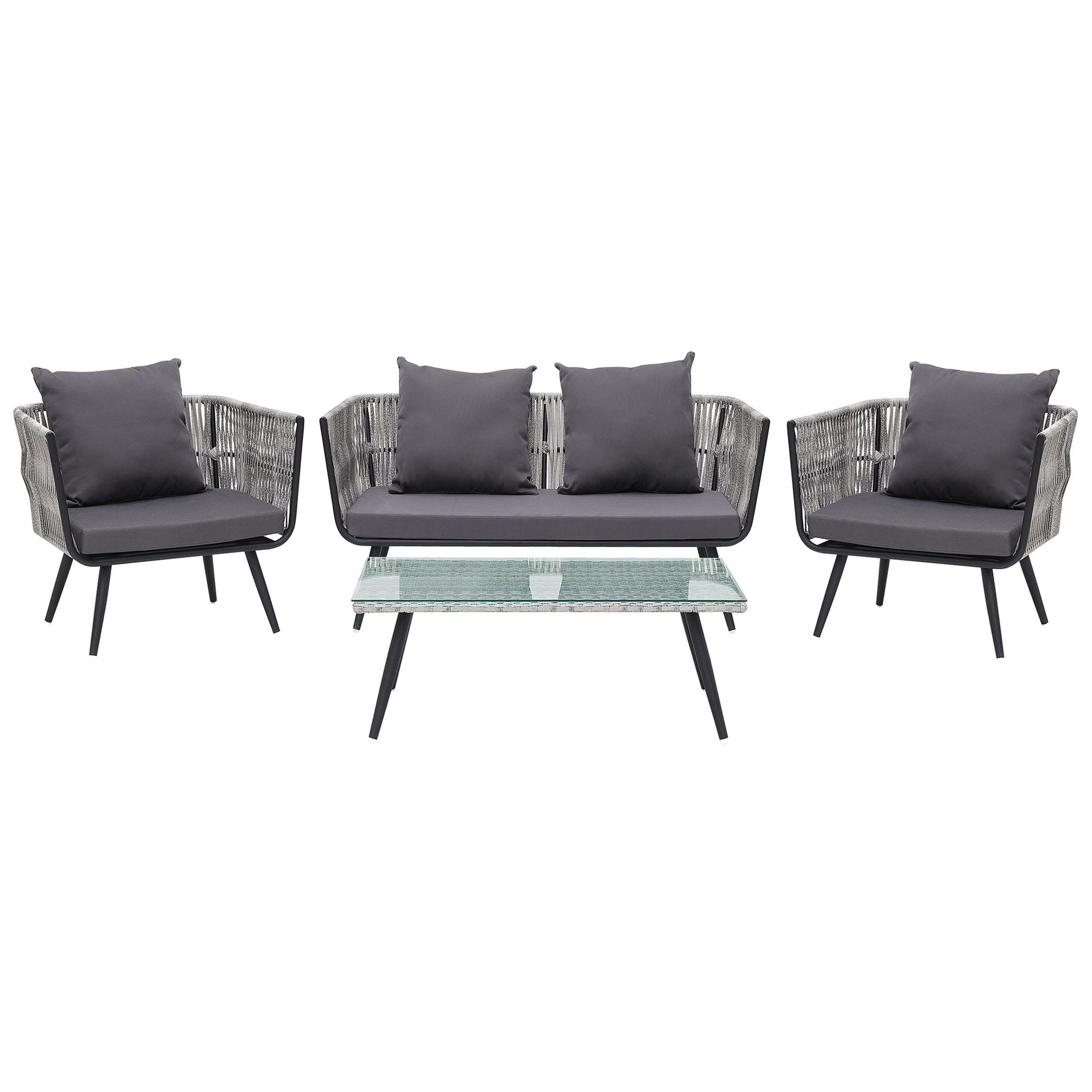LOUNGE-SET 4-sitzer Rattan Grau Ragusa - Grau, Kunststoff - Beliani