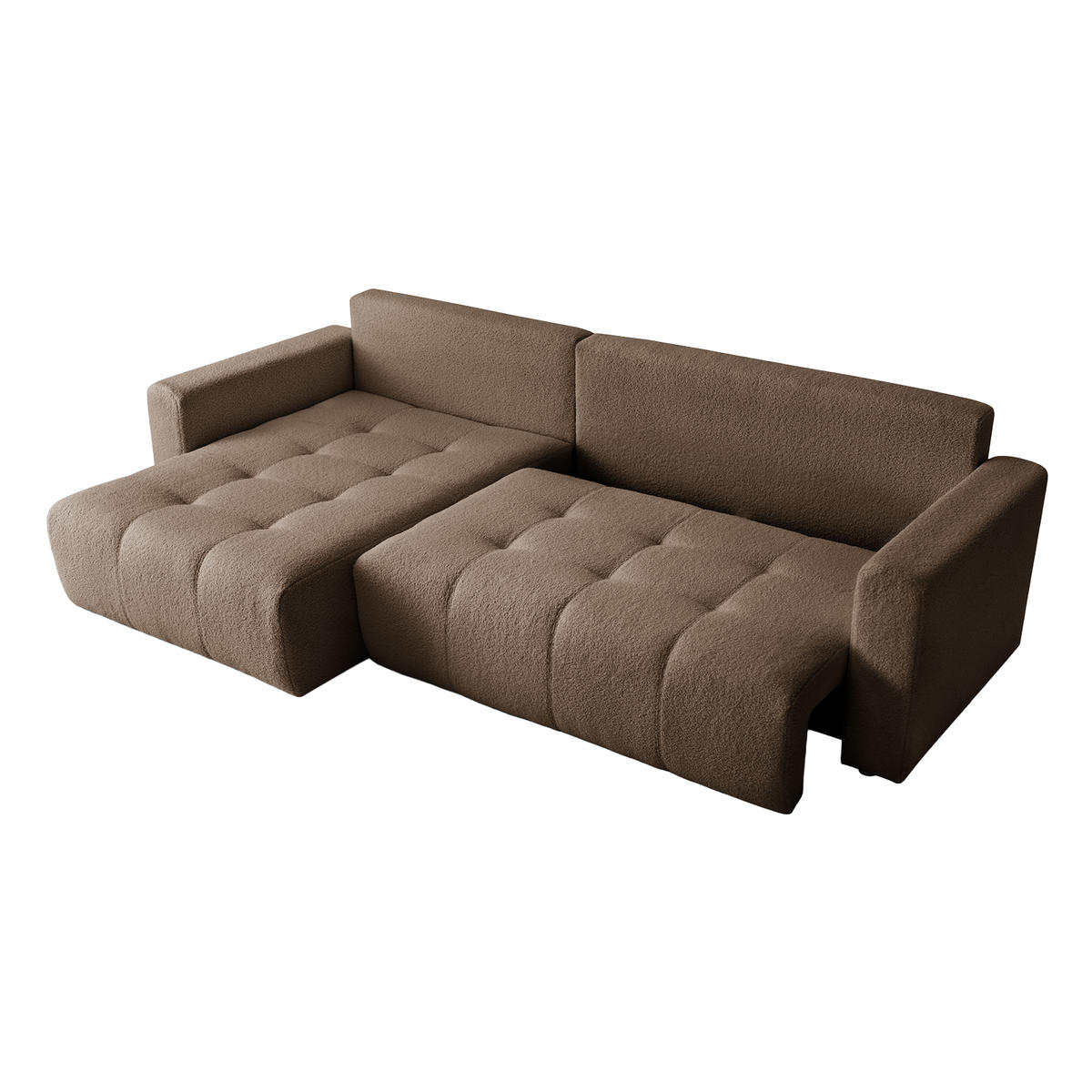 ECKSOFA WALONGO mit Schlaffunktion, Braun - Braun, Textil (261/143cm) - Fedve