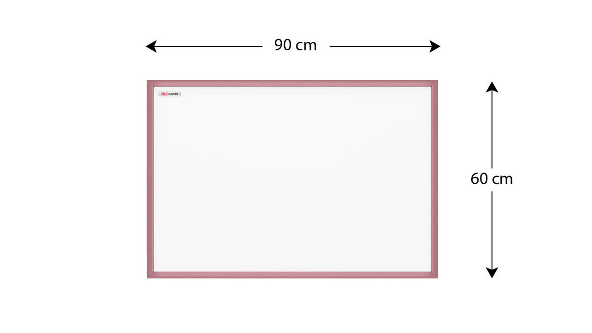 MAGNETISCHES Whiteboard mit rosafarbenem Holzrahmen 90x60cm - Pink, Metall (90/60/1.5cm) - ALLboards