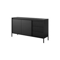 SIDEBOARD Ferrato B 153 cm Schwarz - mit 2 Türen und 3 geriffelten Schubladen rechts - Schwarz, Holz/Holzwerkstoff (153/81/39cm) - Ravio