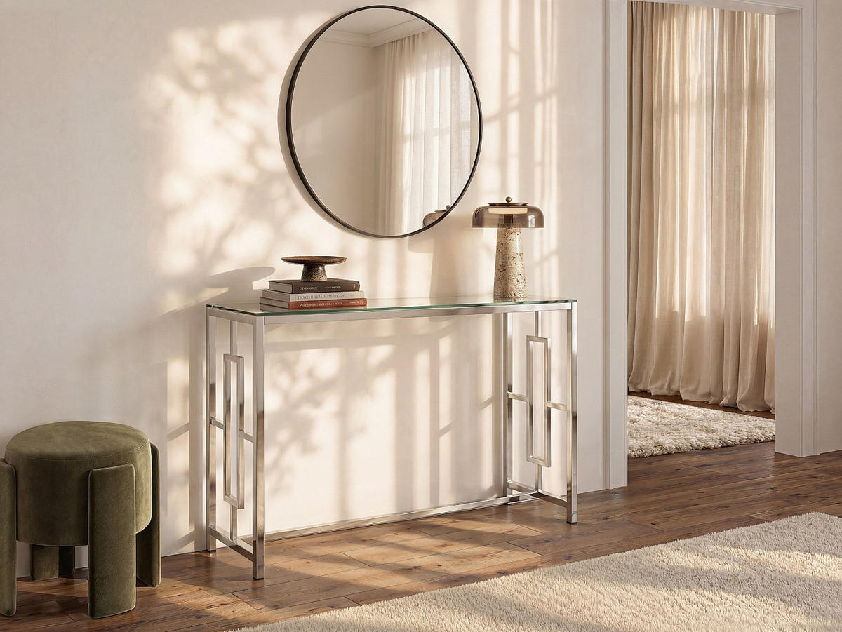 KONSOLENTISCH - 120 cm x 40 cm - glas - transparent, silberfarben Clotilde - Transparent/Silberfarben, Glas (40/120/78cm) - Vente-Unique