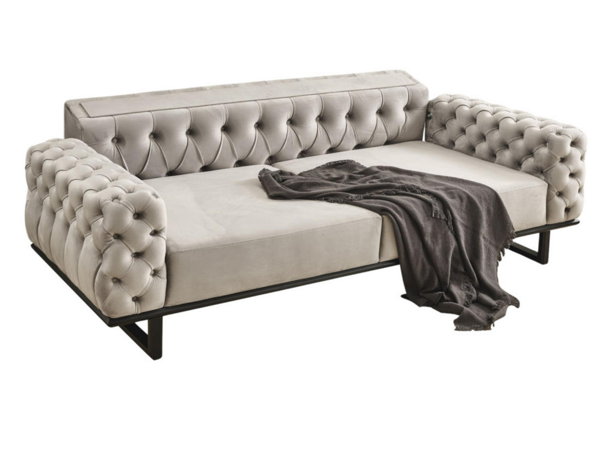 3-SITZER Sofa ZEN SOFA, Seidengrau - Hellgrau, Holz/Textil (270/80/100cm) - Villa Möbel