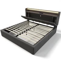 STAURAUMBETT 140/200 cm DE-00351, in Grau, LED-Beleuchtung - Grau, Metall (140/200cm) - ComfortXL