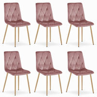 STUHL BOSA 6-er Set, Rosa, Metallbeine in Holzfarbe - Rosa, Textil/Metall (44/89/40cm) - Komodee