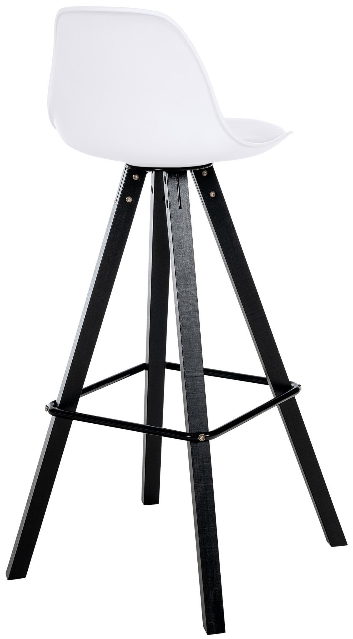 BARHOCKER PALMA Weiß Kunstleder Schwarz - Weiß, Leder/Holz (38/99/44cm) - DELUKE