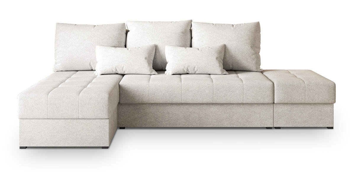 ROHOVÁ SEDAČKA NORVI krémová - šedá/krémová, dřevo/textil (251/143cm) - MASSENO